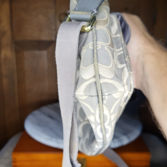Coach Beige and Gray Signature Crossbody Bag - Picture 9 of 13